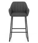 Retro Color Grey Bar Stool Chairs 53x41x92cm High Back Sturdy For Kitchen