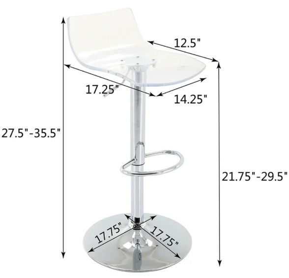 Commercial Furniture Transparent Acrylic Bar Stool With Footrest Included